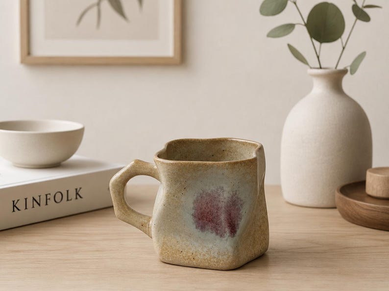 Scandinavian Coffee Mug, Neutral Ceramic Cup, Abstract Stoneware Mug, Earth Tone Drinkware, Modern Tea Cup, Cozy Home Café Gift - Etsy