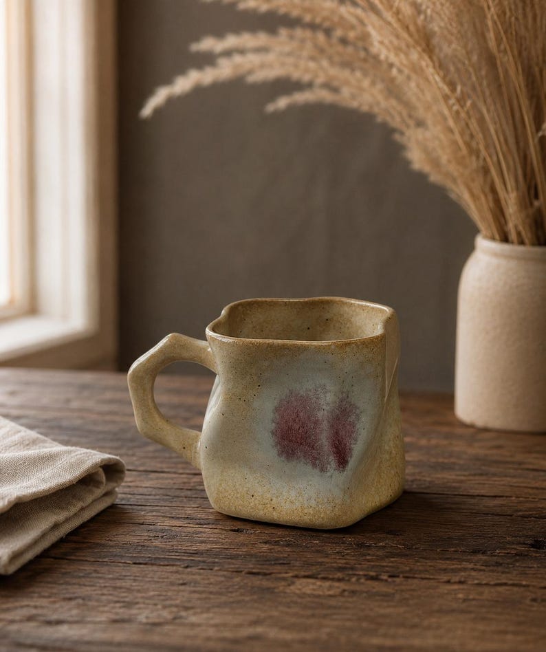 Scandinavian Coffee Mug, Neutral Ceramic Cup, Abstract Stoneware Mug, Earth Tone Drinkware, Modern Tea Cup, Cozy Home Café Gift - Etsy