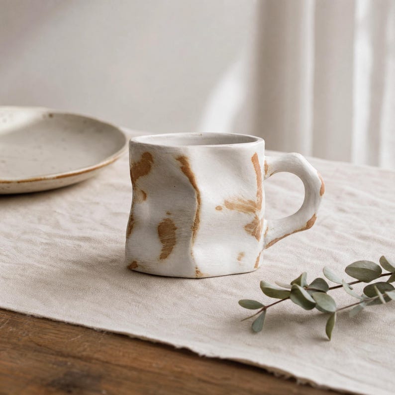 Scandinavian Coffee Mug, Neutral Ceramic Cup, Abstract Stoneware Mug, Earth Tone Drinkware, Modern Tea Cup, Cozy Home Café Gift - Etsy