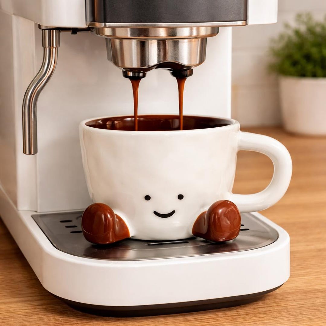 Cute Face Mug, Smiley Coffee Cup, Kawaii Mug With Feet, Funny Ceramic Mug, Gift for Her, Aesthetic Kitchen Decor, Valentine's Day Gift 07